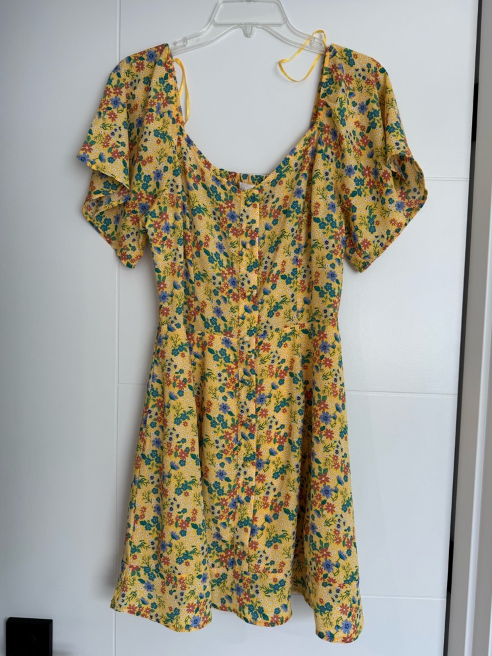 Sienna Sky Yellow Floral Button-Front Mini Dress